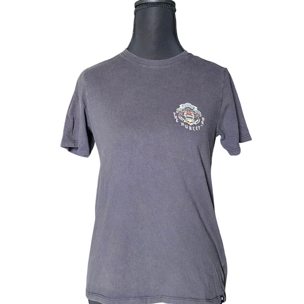 Hurley Bali Bagus Surf Baby Tee Shirt M T-Shirt Worn Black Y2K - Picture 2 of 8
